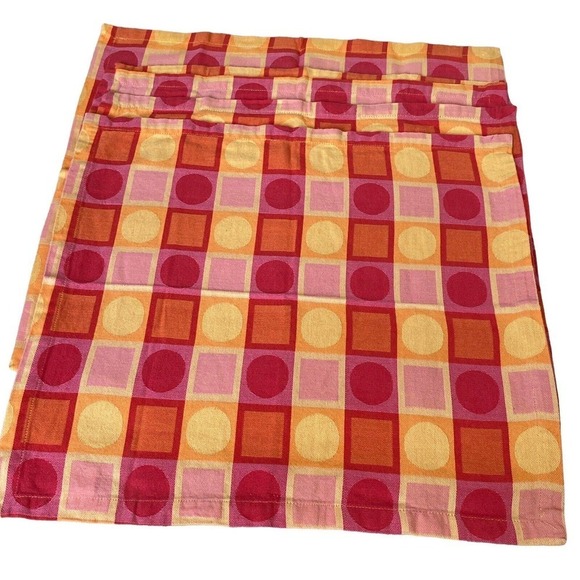 Crate & Barrel Metro Bright 8 Placemats 5 Napkins Red Multi - Picture 7 of 10